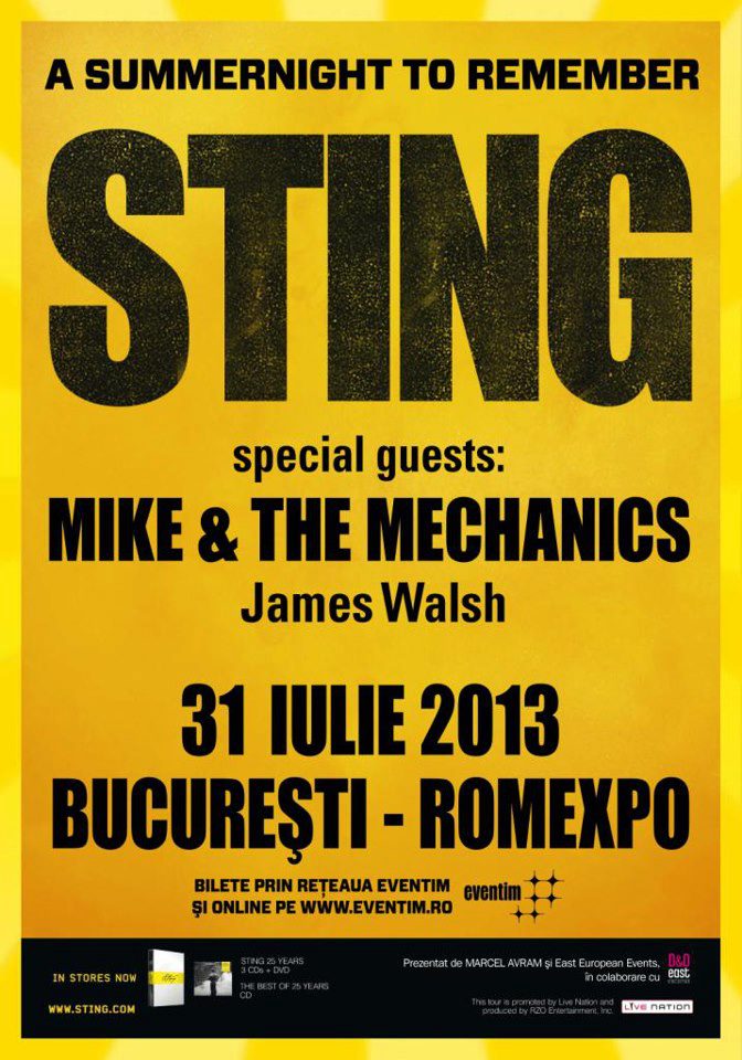 Sting revine la Bucuresti cu turneul „Back To Bass”